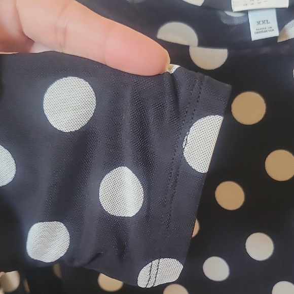 Mock-neck Polka Dot Sheer Long Sleeve Top Size XXL - Picture 4 of 10